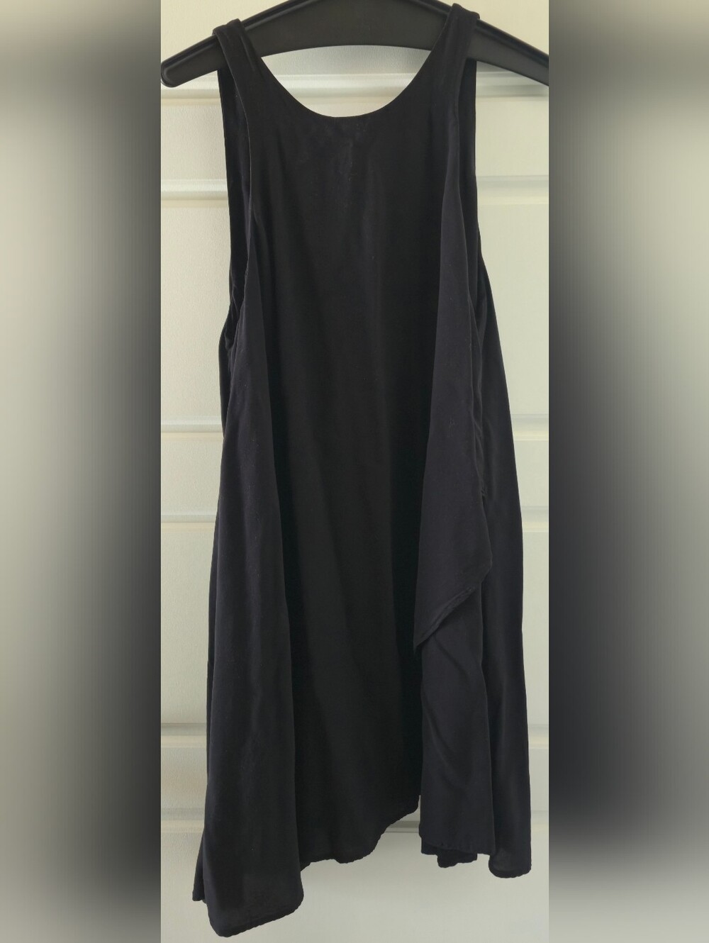 Silence + Noise Summer Dress Sleeveless Rayon L Black Soft Asymmetric Hemline - Picture 2 of 15